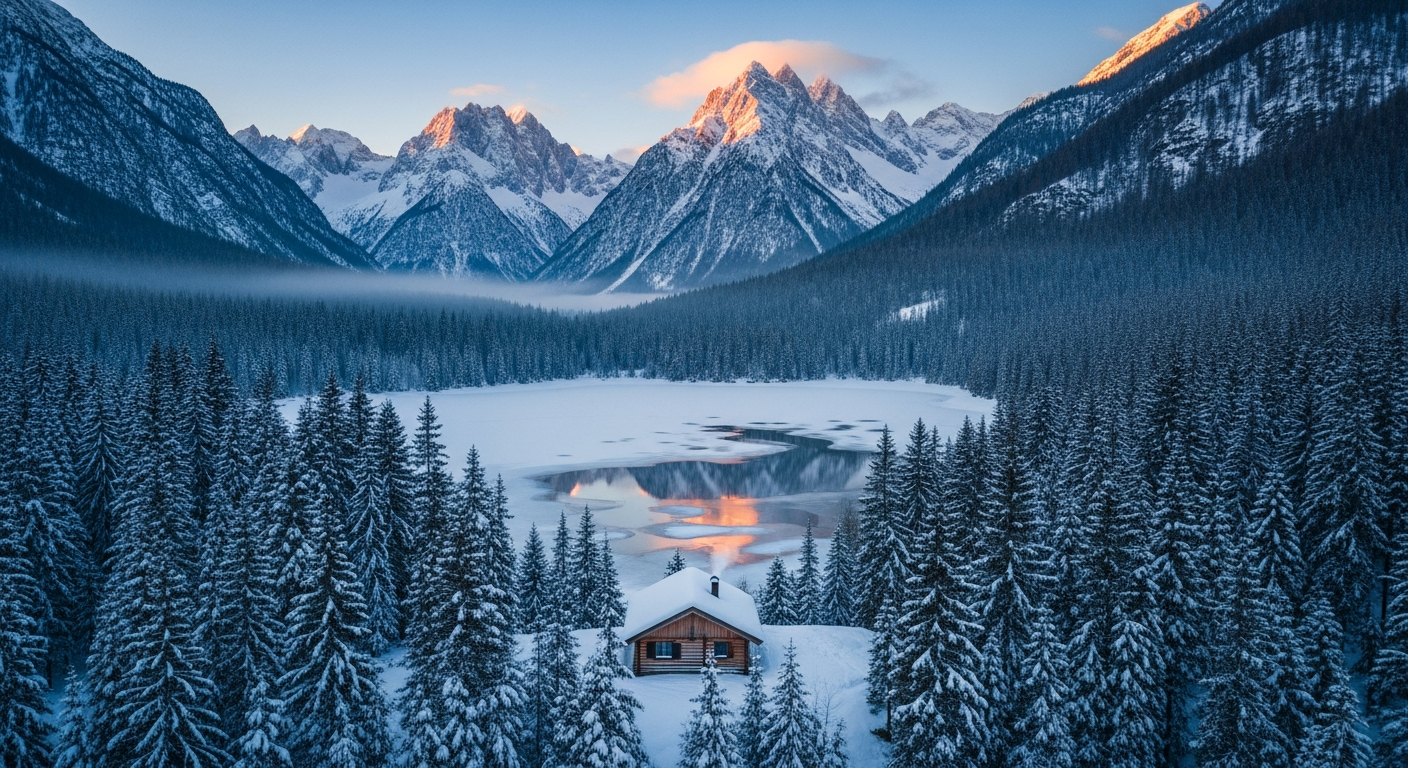 Mountain Cabin Aerial