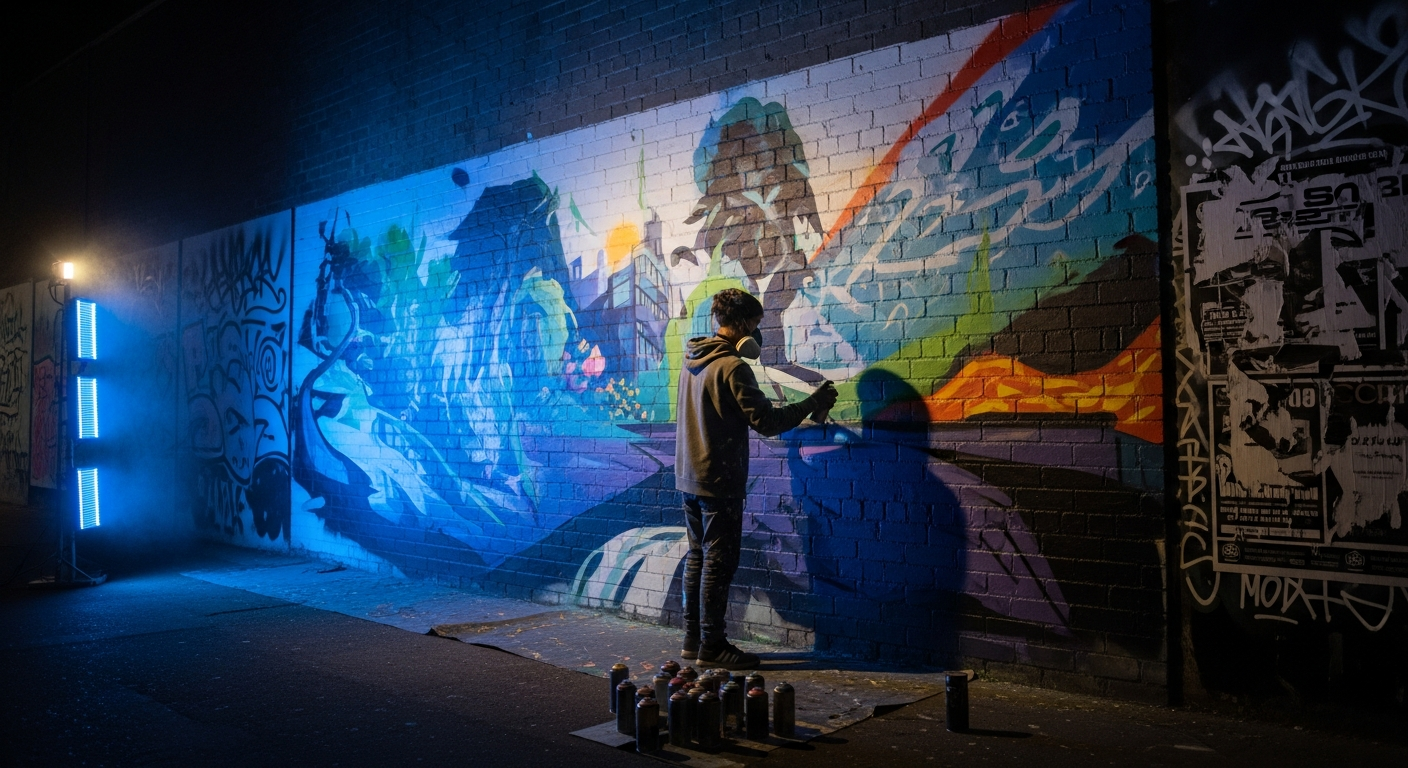 Street Artist at Night